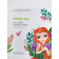 Маска для лица тканевая с зеленым чаем Green tea collagen essence mask LIMONI купить в 